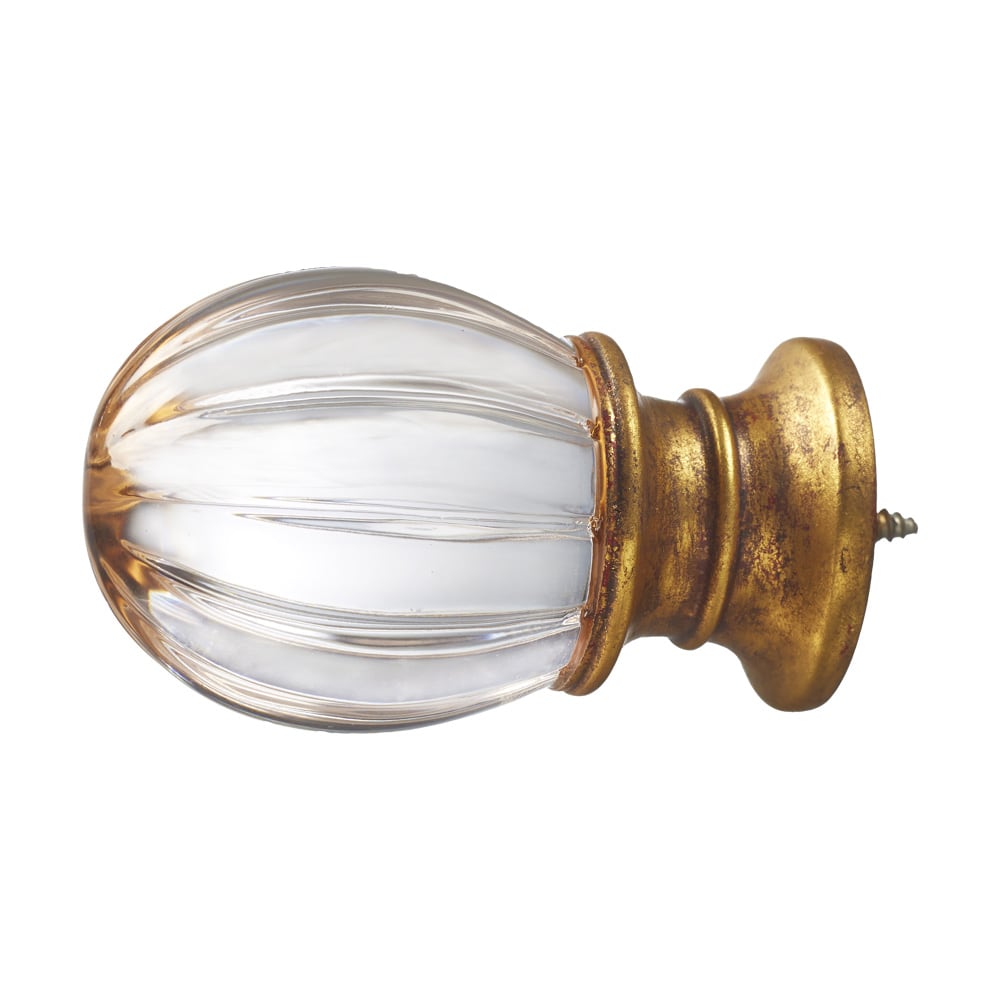 Solid Clear Acrylic Fluted Oval - Gilded Gold