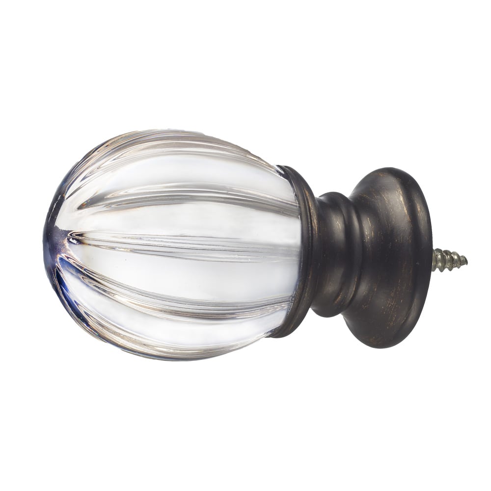 Solid Clear Acrylic Fluted Oval Finial