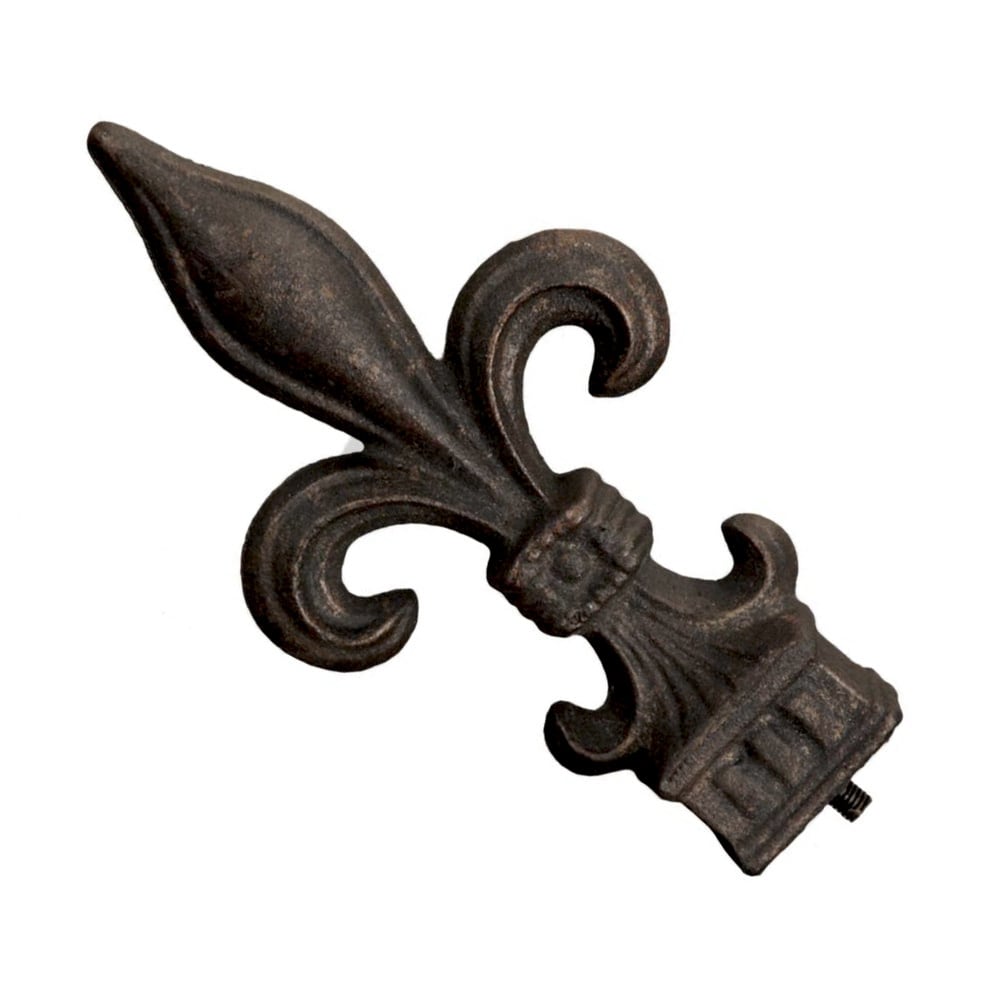 Metal Drapery Finial Pair: Fleur Design Pair - Old World Bronze