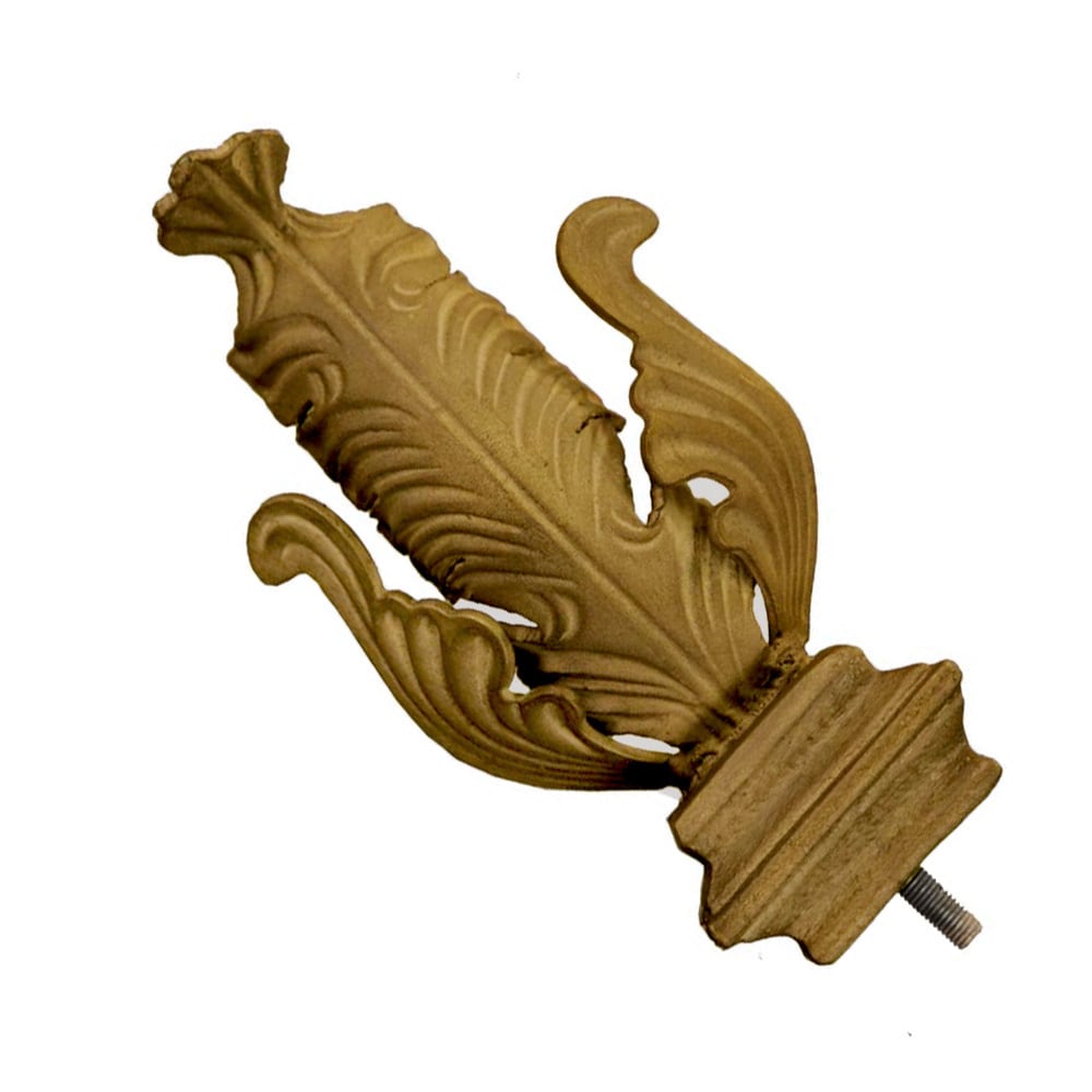 Metal Drapery Finial Pair: Folded Leaf Pair - Flaxen Gold