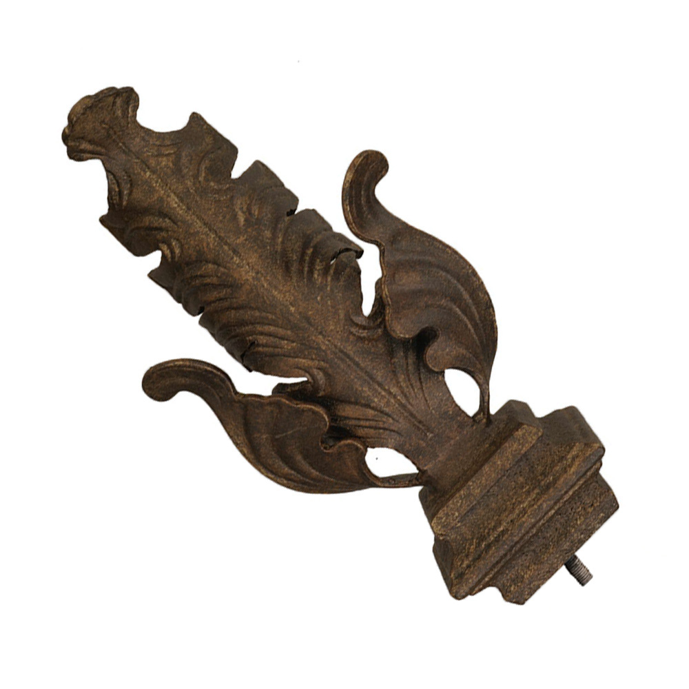 Metal Drapery Finial Pair: Folded Leaf Pair - Old World Bronze