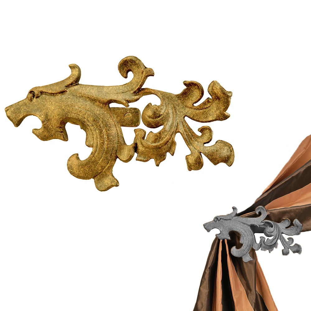 Metal Tieback Pair: Gryphon Design - Flaxen Gold