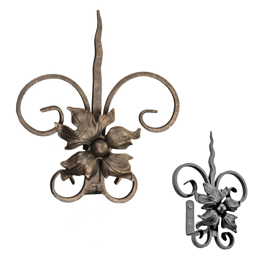 Metal Tieback Pair: Floral W/spear - Old World Bronze