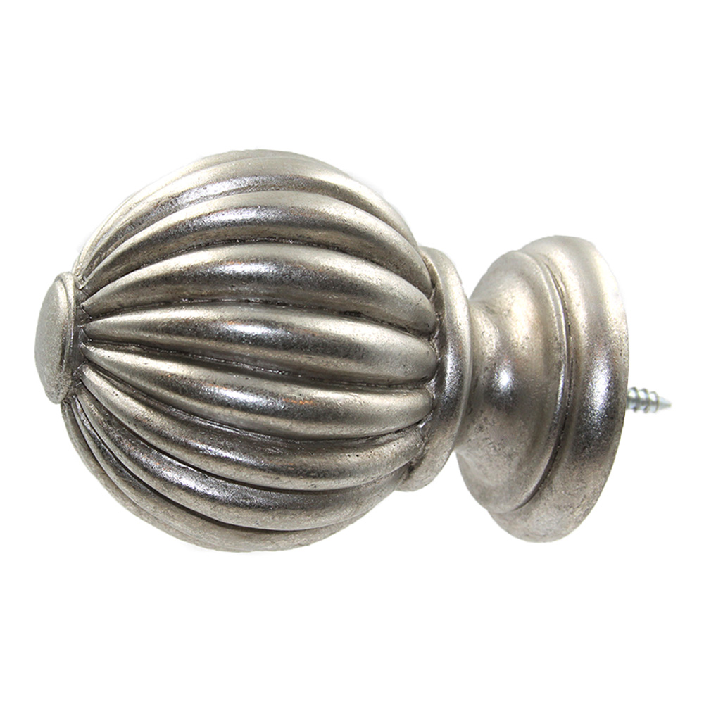 Fluted Ball Finial - Antique Silver