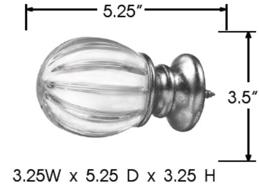 Sizing for Clear Acrylic Fluted Oval