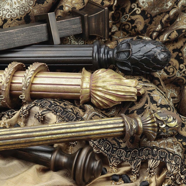 Traditional Menagerie wooden drapery hardware rods, classic style