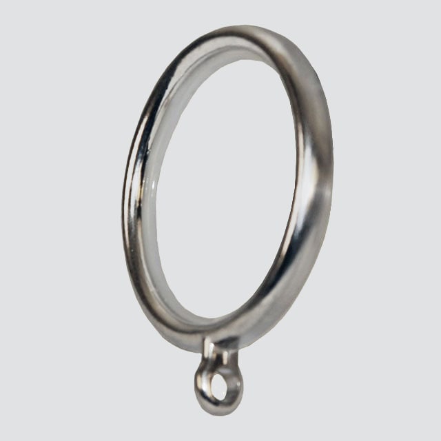 Metal drapery ring in chrome finish